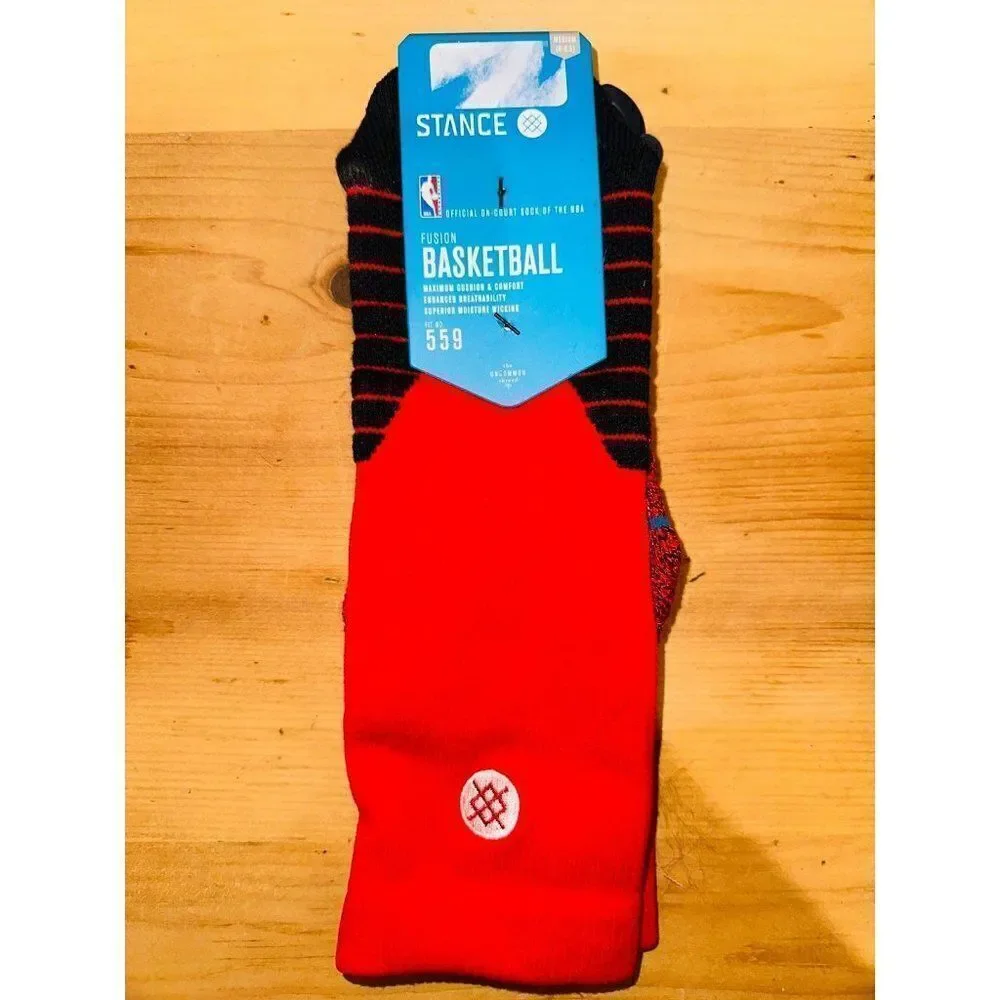 Stance‎ Fusion Basketball Socks Red Solid Crew 559 medium New 6-8.5